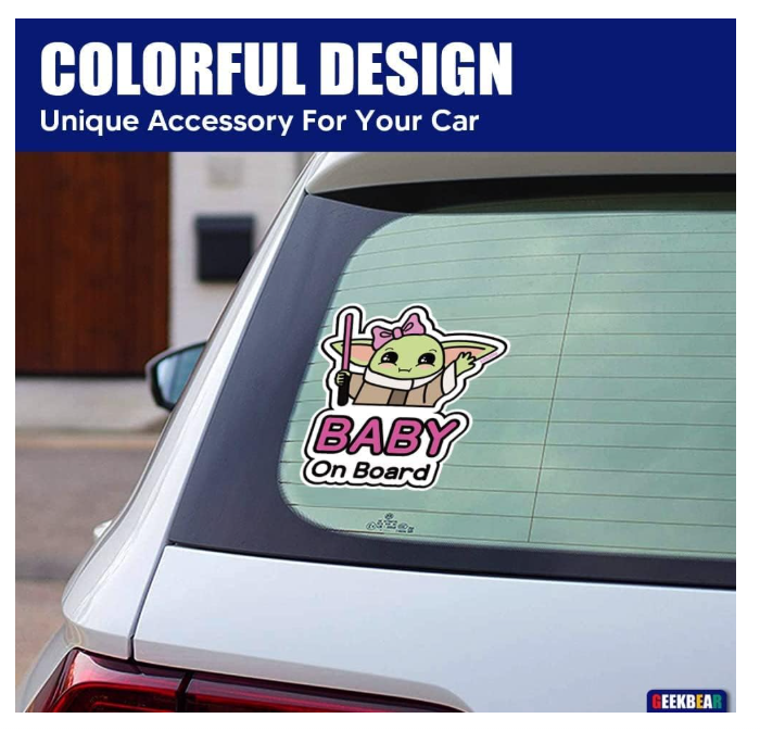 Sticker auto, baby yoda on board, print, 18 cm [3]