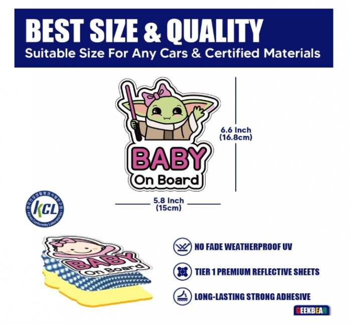 Sticker auto, baby yoda on board, print, 18 cm [4]