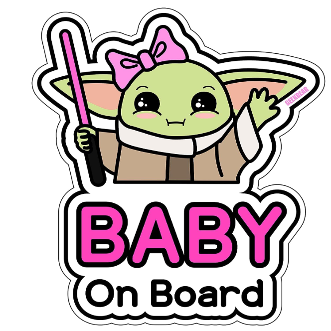 Sticker auto, baby yoda on board, print, 18 cm [1]