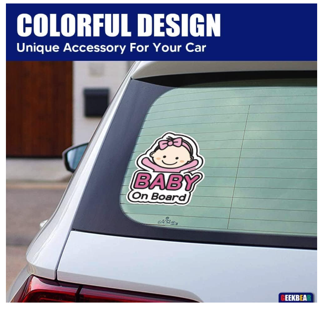 Sticker auto, baby on board, fetita in centura, 18 cm [3]