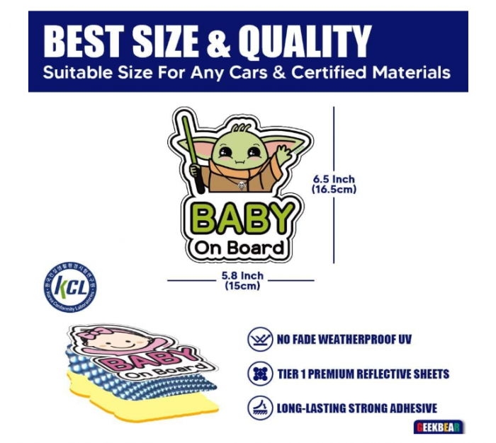 Sticker auto, baby on board, Yoda star wars, 18 cm [4]