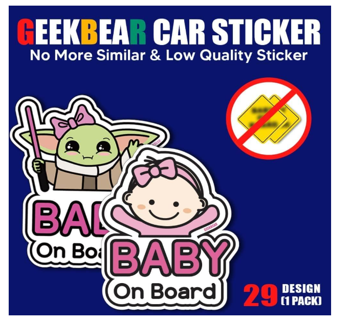 Sticker auto, baby on board, fetita in centura, 18 cm [2]