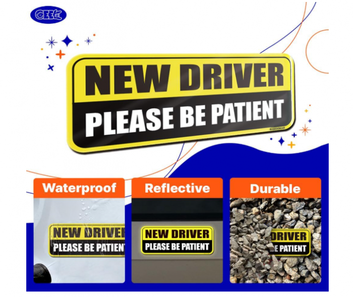 Sticker auto, new driver dreptunghiular, 22cm [4]