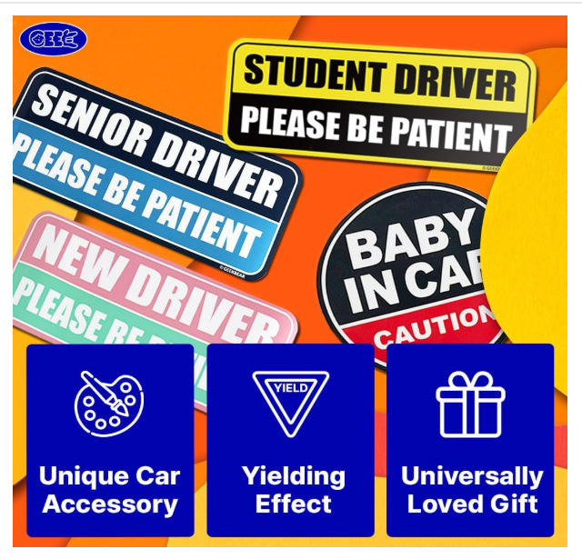 Sticker auto, new driver dreptunghiular, 22cm [3]