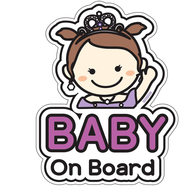 Sticker auto, baby on board, printesa, 18 cm [1]