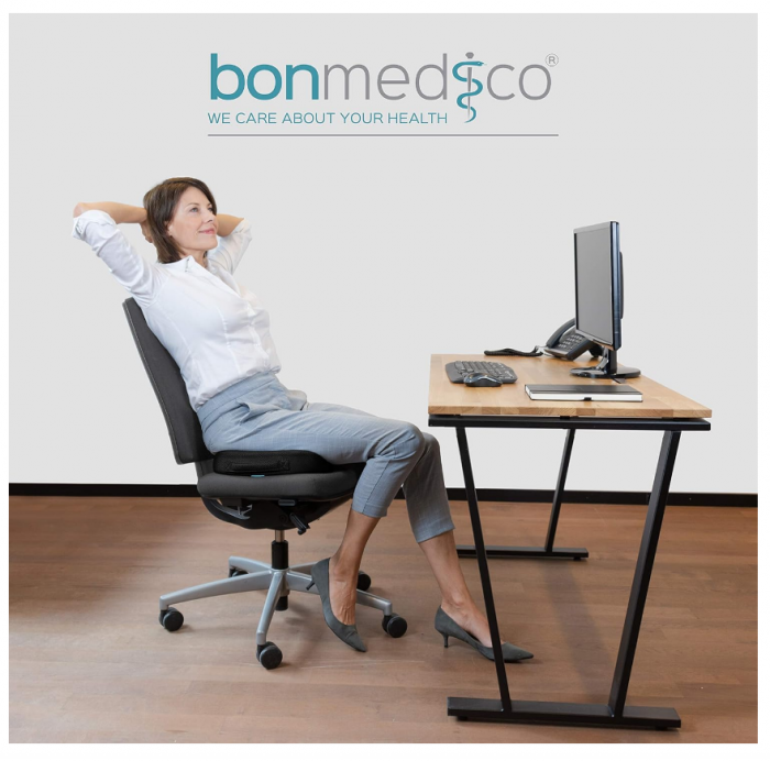 Perna Ortopedică pentru sezut bonmedico – Gel & Spumă cu Memorie, Antiescare, Universală, husa detasabile, respirabila si antialunecare, protectie zona Lombara, Sciatica, Dureri de sold, Hemoroizi, Ne [6]