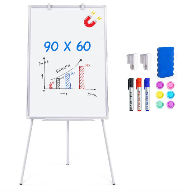 Tabla flipchart magnetica 60,  A ,  90,  cm ,   stand tripod ajustabil 108,  165,  cm, accesoriu complet- resigilat