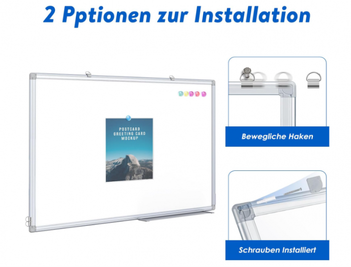 Tablă magnetică 90×60 cm – scriere și ștergere ușoară, ramă aluminiu, montaj simplu - resigilat [2]