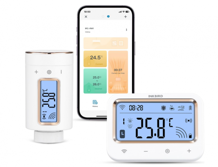 Termostat Wi,  Fi programabil pentru calorifer + gateway, 11 perioade, alarma temperatura, child,  lock