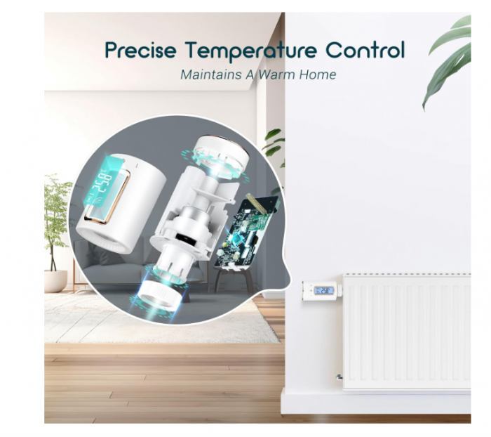 Termostat Wi‑Fi programabil pentru calorifer + gateway, 11 perioade, alarmă temperatură, child‑lock [3]