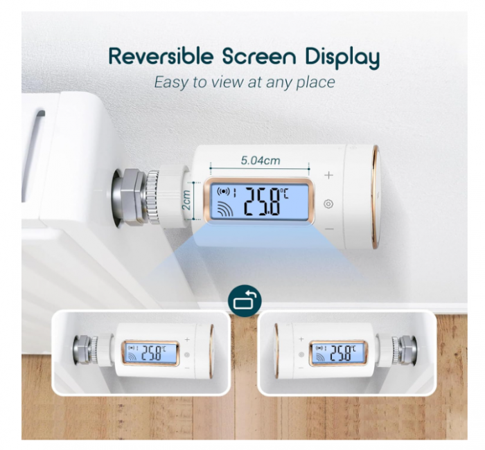 Termostat Wi‑Fi programabil pentru calorifer + gateway, 11 perioade, alarmă temperatură, child‑lock [7]