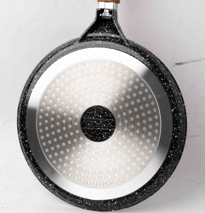 Tigaie clatite/pizza aluminiu turnat, 28x1.5 cm, acoperire ceramica, maner soft touch, inductie, Goldmann [3]