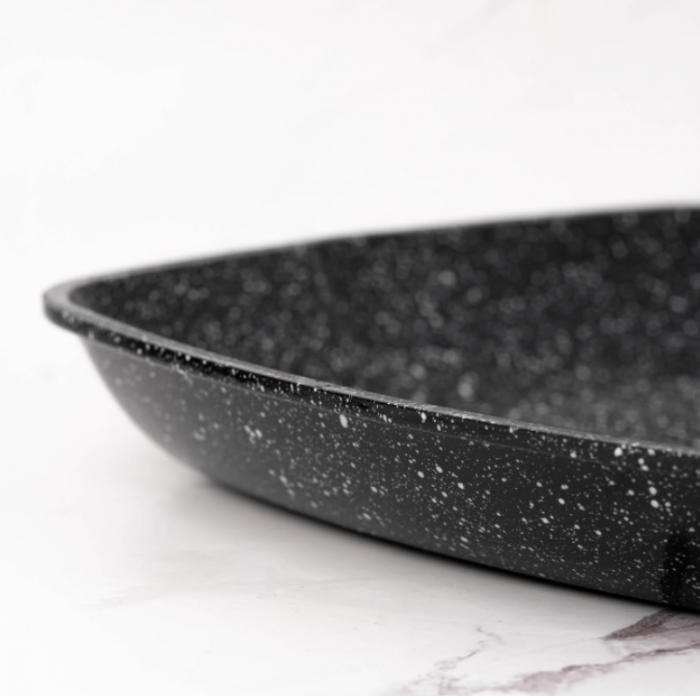 Tigaie grill aluminiu turnat, 28x4.5 cm, capac termorezistent, acoperire ceramica, maner soft touch, inductie, Goldmann [6]