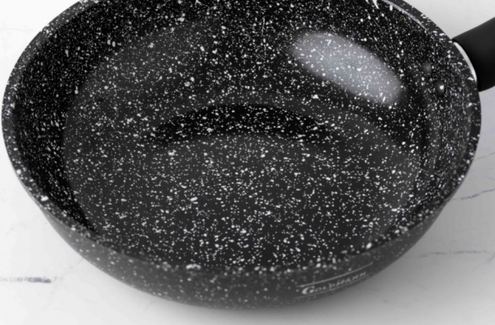 Tigaie WOK antiaderenta, 26x7cm, acoperire ceramica, maner soft touch, Goldamnn, marmorata [5]