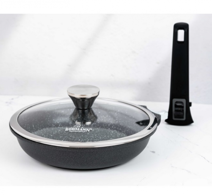 Tigaie cu maner detasabil, 24cm, aluminiu turnat, Bohmann, suprafata antiaderenta, inclusiv inductie [9]