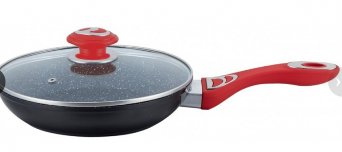 Tigaie Bohmann din aluminiu forjat, cu capac, interior marmorat, 28cm [8]
