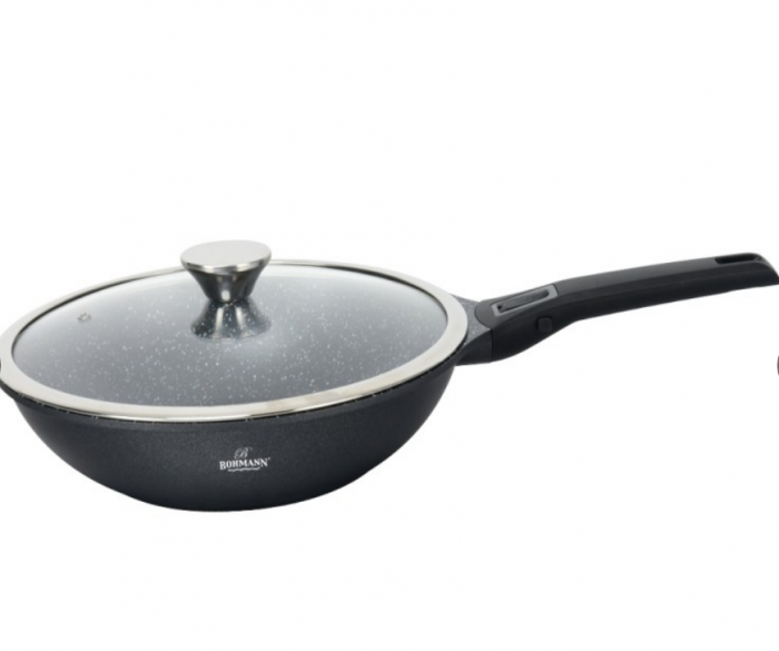 Tigaie wok cu maner detasabil, 28cm, aluminiu turnat, Bohmann, suprafata antiaderenta, inclusiv inductie [2]