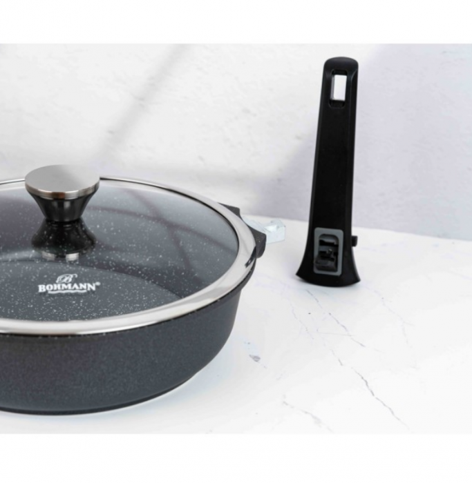 Tigaie cu manere detasabile, 28cm, aluminiu turnat, Bohmann, suprafata antiaderenta, inclusiv inductie [6]