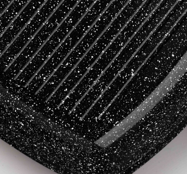 Tigaie grill aluminiu turnat, 24x4.5 cm, capac termorezistent, acoperire ceramica, maner soft touch, inductie, Goldmann [2]