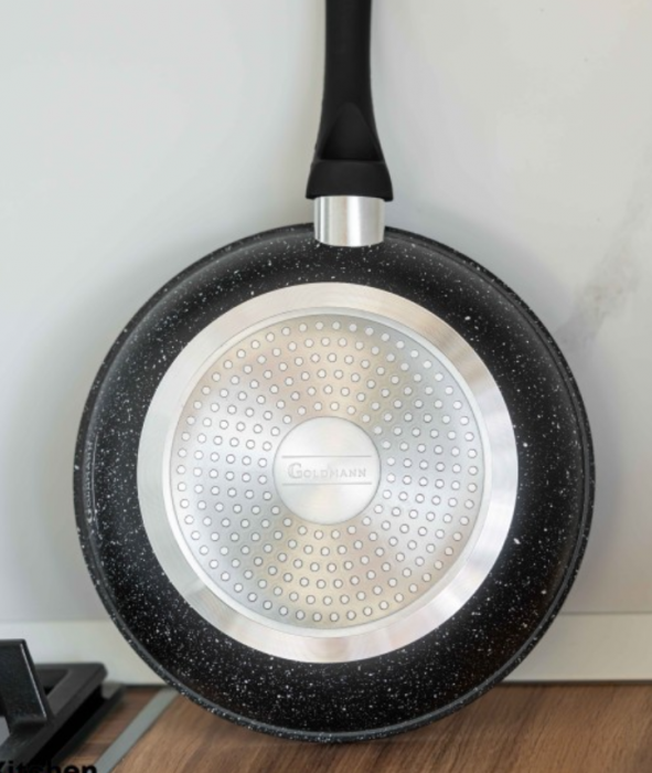 Tigaie antiaderenta, 24x4.7cm, acoperire ceramica, maner soft touch, Goldamnn, marmorata [10]