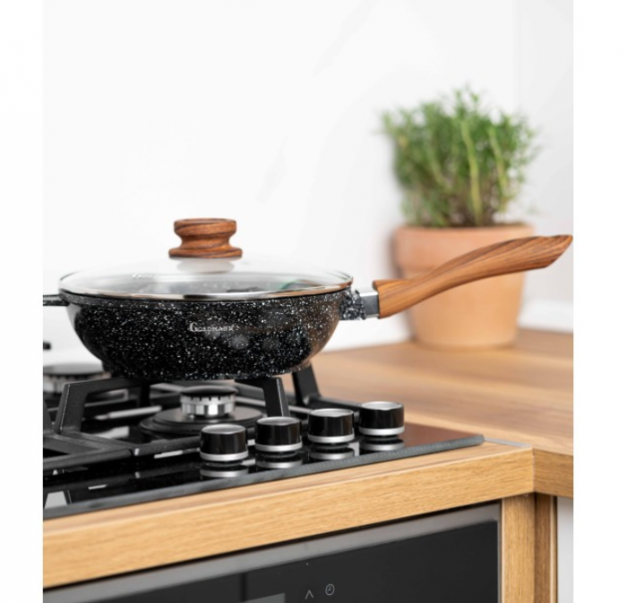 Tigaie aluminiu turnat, 24x7 cm, Goldmann, acoperire ceramica, fara capac, maner soft touch [5]
