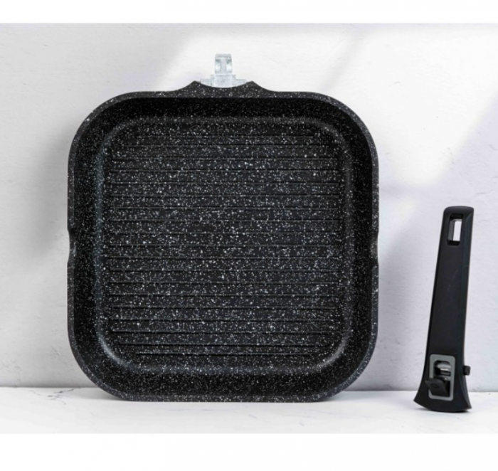 Tigaie grill cu maner detasabil, 28cm, aluminiu turnat, Bohmann, suprafata antiaderenta, inclusiv inductie [5]