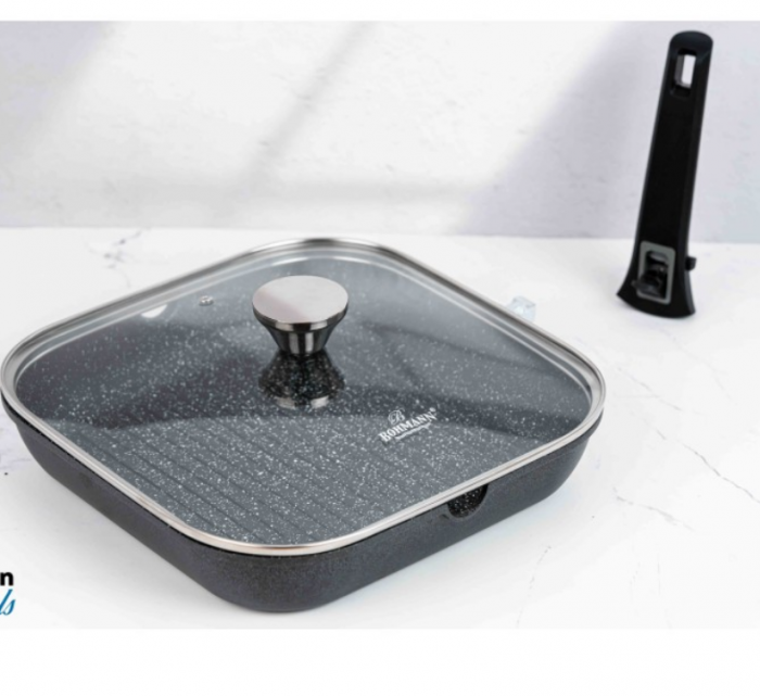 Tigaie grill cu maner detasabil, 28cm, aluminiu turnat, Bohmann, suprafata antiaderenta, inclusiv inductie [6]