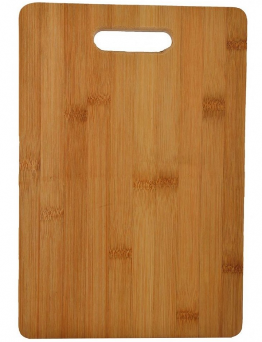 Tocator de bucatarie universal din lemn de bambus cu maner, maro, 30 x 20 cm [4]