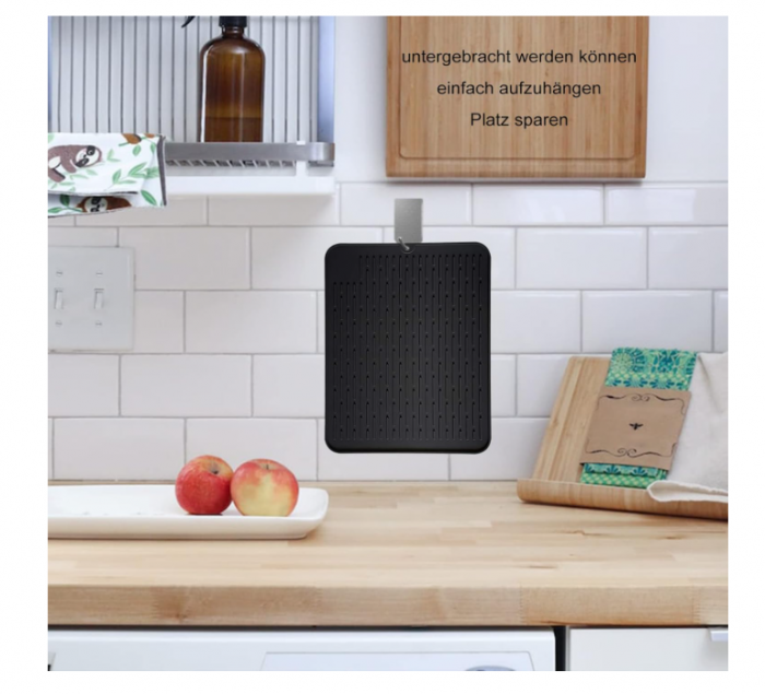 Scurgator /  uscator universal din Silicon, Negru, 45 x 40 cm, Multifuncțional, Antiderapant, Rezistent la Căldură, Ușor de Curățat [6]