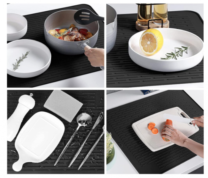 Scurgator /  uscator universal din Silicon, Negru, 45 x 40 cm, Multifuncțional, Antiderapant, Rezistent la Căldură, Ușor de Curățat [7]
