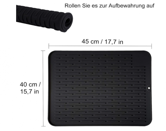 Scurgator /  uscator universal din Silicon, Negru, 45 x 40 cm, Multifuncțional, Antiderapant, Rezistent la Căldură, Ușor de Curățat [3]