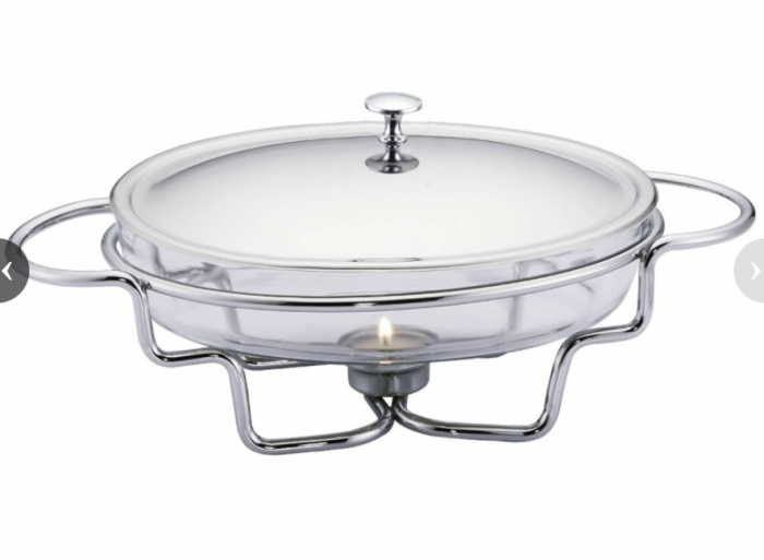 Chafing dish / Vas termorezistent cu incalzitor, 1.6 litri, capac si suport otel inoxidabil [2]