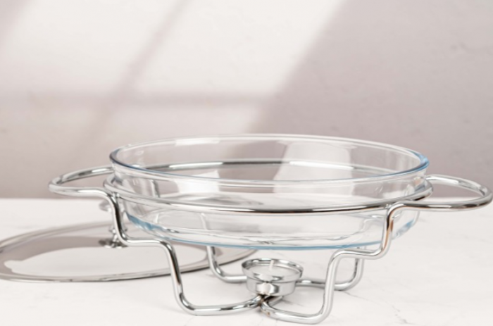 Chafing dish / Vas termorezistent cu incalzitor, 1.6 litri, capac si suport otel inoxidabil [6]