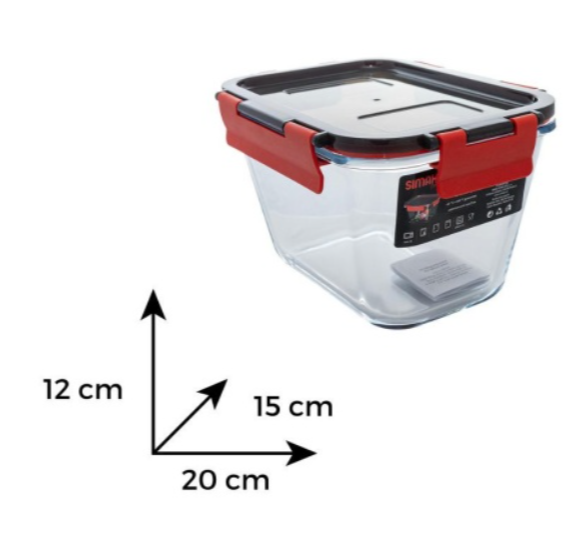 Vas termorezistent rectangular cu capac plastic CLICK 1.35 L - 7636 L [2]