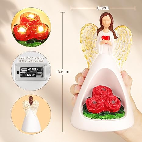 Figurina inger pazitor cu lumina, cadou inspirational crestin pentru femei, mama, bunica, sotie sau prietene, decoratiune birou sau Craciun [5]