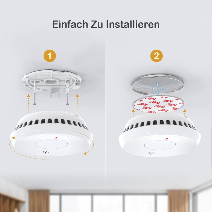 Detector Fum Fotoelectric Wireless cu Magnet – Certificat EN14604, Baterie 10 Ani, Alarmă 85 dB, Vernetzbar (Vernetzbare) – Senzor Siguranță Casă [2]