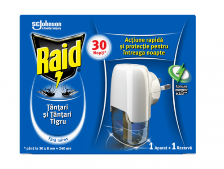 Insecticide - Aparat electric Raid Liquid impotriva tantarilor, 21 ml, 30 nopti