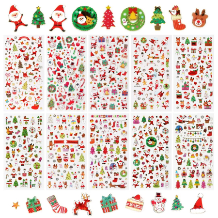 Rechizite si papetarie - Set 10 coli autocolante de Craciun Naler, stickere decorative pentru scrapbooking, felicitari, ambalaje cadouri, decoratiuni festive si proiecte DIY