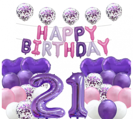 Setul de baloane pentru petreceri Happy Birthday Balloons  21 ani [1]