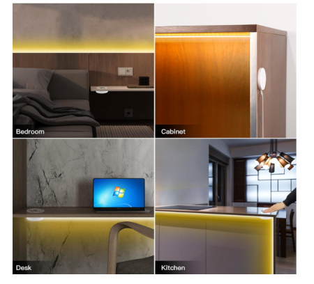 Bandă LED COB 3 m 5 V USB – dimabilă cu control touch/wave, alb cald, IP67 [6]