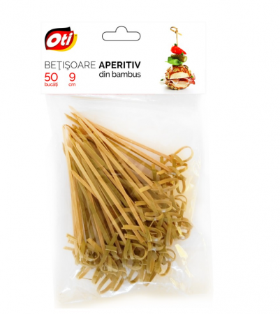 Vesela unica folosinta - Betisoare aperitiv din bambus, 9 cm, 50 buc./set