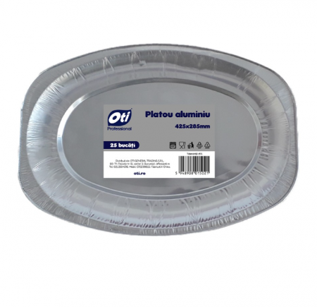 Vesela unica folosinta - Platou din aluminiu 425 x 285 mm, 3 buc./set