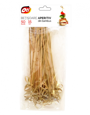 Vesela unica folosinta - Betisoare aperitiv din bambus, 15 cm, 50 buc./set