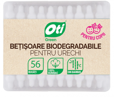 Servetele si dischete demachiante - Betisoare biodegradabile pentru urechi copii, 56 buc./cutie