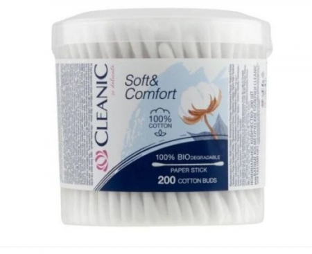 Servetele si dischete demachiante - Betisoare Urechi Biodegradabile Cleanic Soft & Confort, 200 Buc