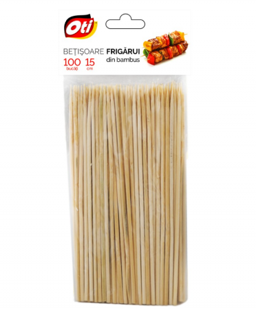 Vesela unica folosinta - Betisoare frigarui din bambus, 15 cm., Ø 3mm., 100 buc./pachet