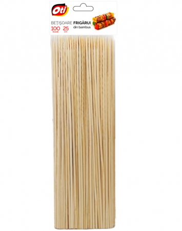 Vesela unica folosinta - Betisoare frigarui din bambus, 25 cm., Ø 3mm., 100 buc./pachet