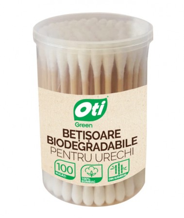 Servetele si dischete demachiante - Betisoare biodegradabile pentru urechi, 100 buc/tub