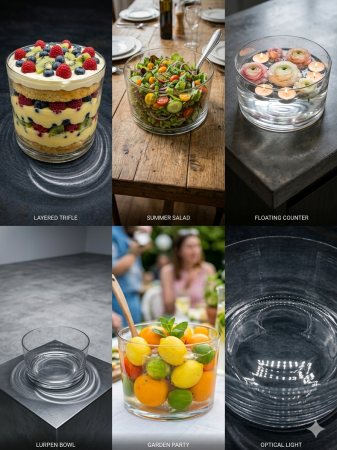 Bol din sticla transparent, 23 cm diametru, 12 cm inaltime, bol servire salata, fructe, desert, multifunctional [2]