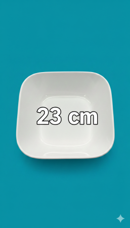 Bol patrat din portelan alb, 23cm, design modern, pentru servire aperitive & salate [2]